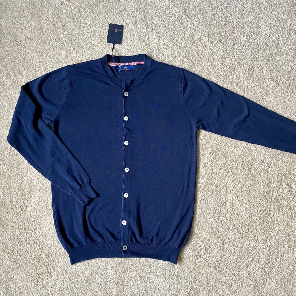 Eredi Pisano navy blue cotton cardigan medium